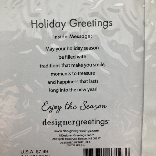 Holiday Greeting Card Pack Of 8 Deluxe Foil Lined Envelopes Christmas Designer
