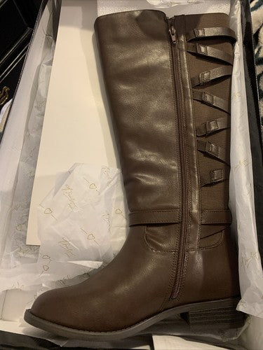 Thalia Sodi Women Veronika Faux Leather Wide Calf Over the Knee Boots Brown  6W