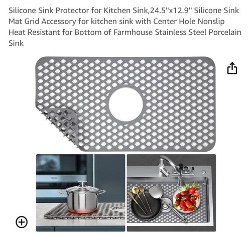 NEW Silicone Sink Protector Kitchen Mat 24.5âx12.9âSilicone Raised Bottom Grid