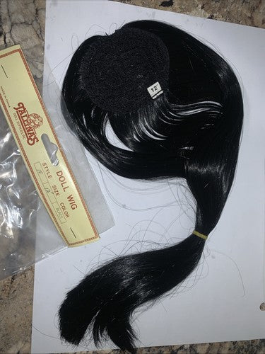 New Doll Wig Tallinaâs Black Long Size 12 Style 10 Straight Top Piece Making