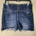 No Boundaries High Rise Denim Shorts Size 15 Cut-Off Stretch Bottom 3-button Zip