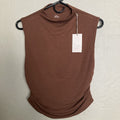 A New Day X-small Brown Sleeveless Shirt Tank Scrunched Sides Slimming Blouse