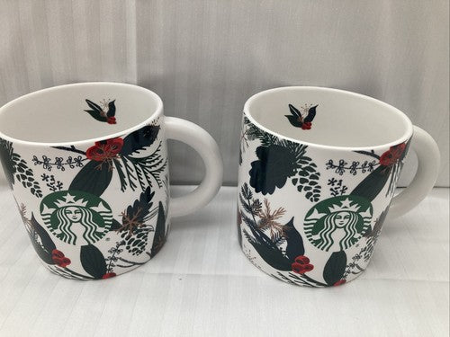Set Of 2 2021 Starbucks PINECONES Holly Berry Holiday Christmas Mug Cup 12oz