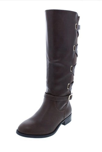 Thalia Sodi Women Veronika Faux Leather Wide Calf Over the Knee Boots Brown  6W