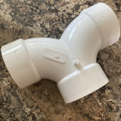 Canplas 192263 PVC DWV 3 Double Bend Y 2263 White Pipe Tube Connect 3â