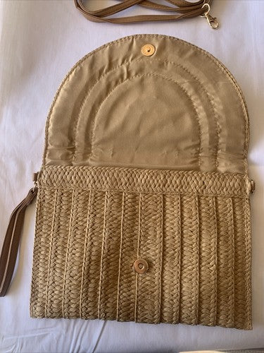 Straw Clutch Handbag Summer Beach Straw Purse Women Woven Envelope Bag Khaki