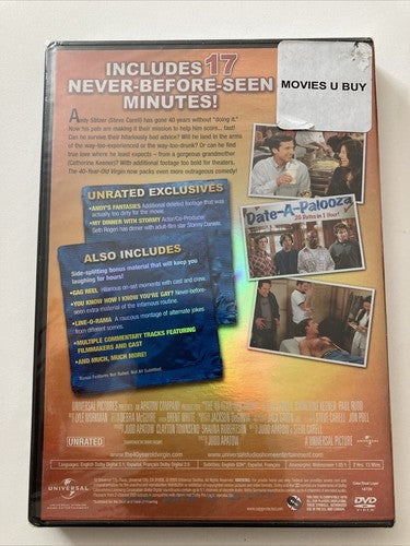 BRAND NEW The 40-Year-Old Virgin DVD 2005 Full Frame Unrated Steve Carell Movie