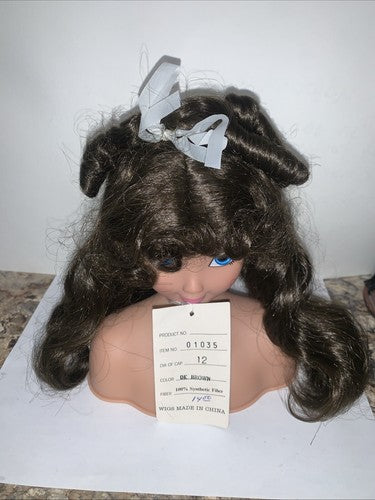 NEW Dollspart Doll Wig Long Curly Size 12 Dark Brown Ringlets Curls 01035