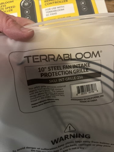 TerraBloom Wireless Remote Speed Controller EC FANS 10â Duct Clamps Intake Grill