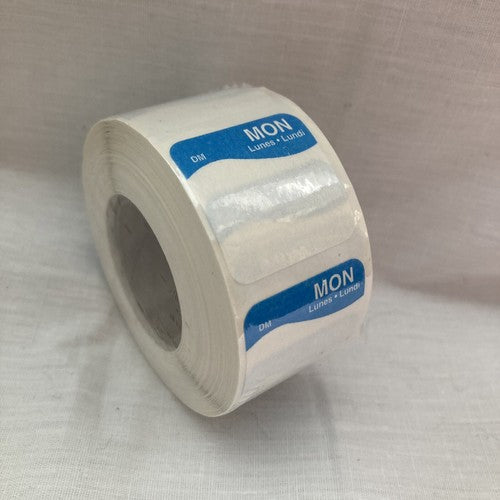NEW DayMark Day of The Week 1"x 1" Dissolvable Label MONDAY Roll of 500 Stickers