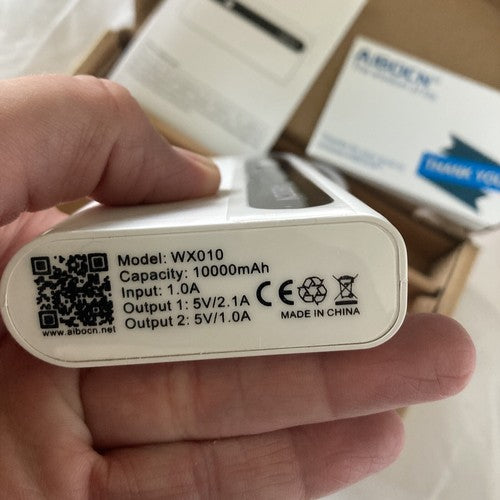 NEW AiBOCN Power Bank WX010 10000mAh for Smartphones & Tablets White