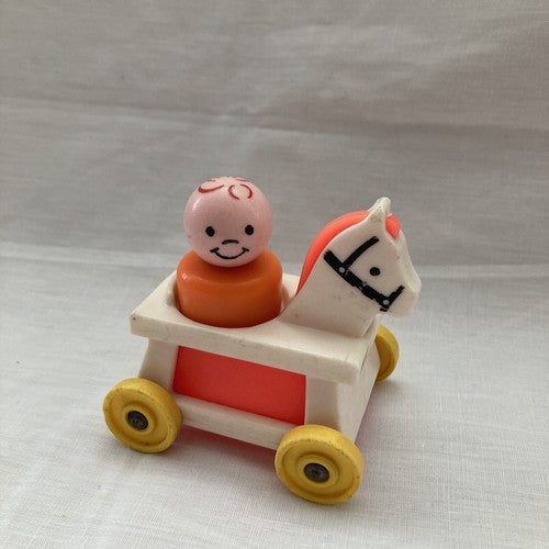 Fisher Price Little People Vintage Vehicle Ride On Nursery Baby Horse Red Hair