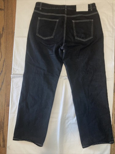 Shein XL Men's Cartoon & Letter Patch Ripped 5-Pocket Jeans AR8 Black X-Large