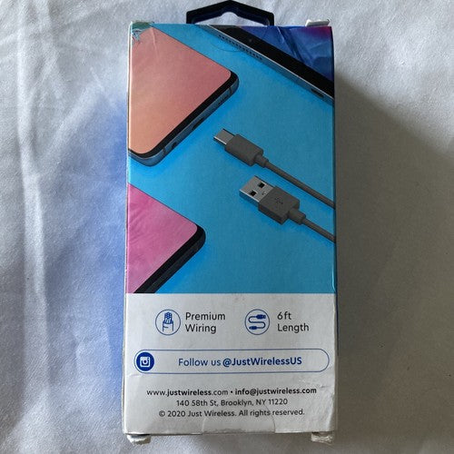 Just Wireless USB-C to USB 6ft Cable Model 05012 For Android New Sealed Box