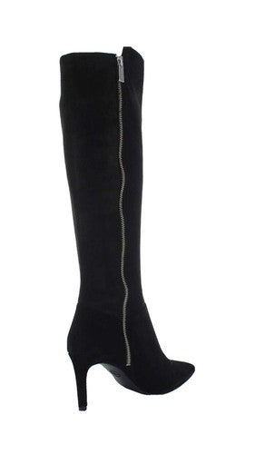 NIB Michael Kors Dorthy Flex Boots Sz 5.5 Womenâs Suede Black Heeled Boot 5 1/2