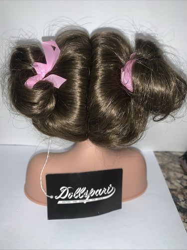 NEW Dollspart Doll Wig Two Ponytails Full Bangs Size 12 Light Brown Synthetic
