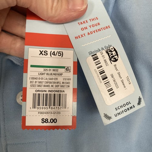 Boys' Short Sleeve Pique Uniform Polo Shirt - Cat & Jack Light Blue XS 4/5