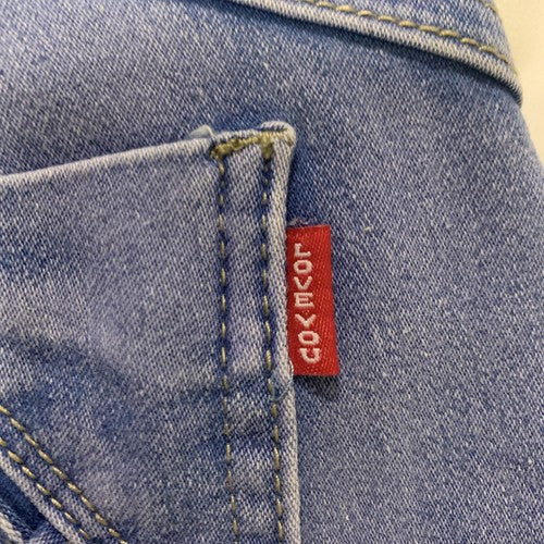 Womens Size 13/14 Light Blue acid LOVE YOU Jeans 3 button high waist CUTE pocket