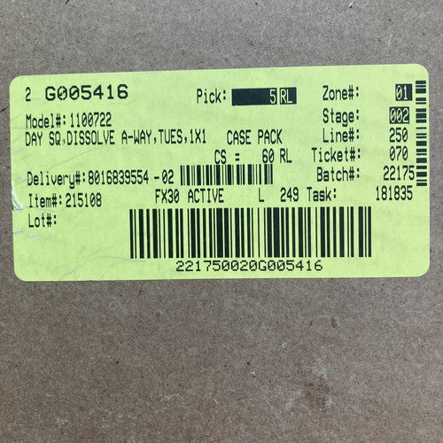 NEW DayMark Day of The Week 1"x 1" Dissolvable Label TUESDAY Roll Of 500 Sticker