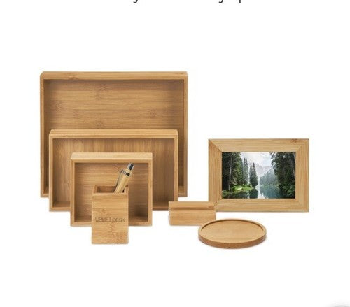 NEW Uplift Desk 8 Piece Bamboo Desk Organizer Set STR110BM Light Wood