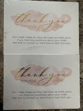 100 Pack 4 x 6 Gold Foil Pink Watercolor Thank You for Your Order Cards for