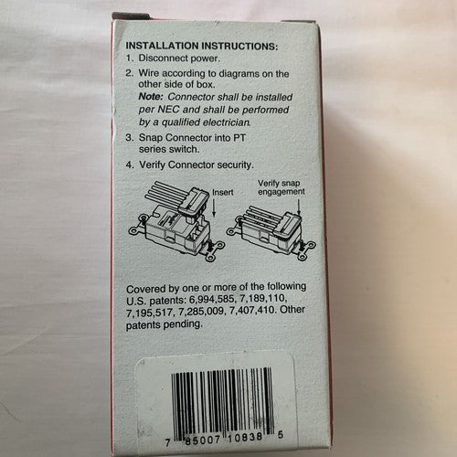 QTY: 10 Legrand Pass & Seymour PlugTail 15A 120/277V Single Pole Light Switch