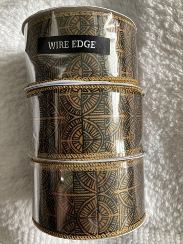 3 Wired Ribbon 1 1/2â 1.5 Inch GOLD Geometric Black History Month One Together
