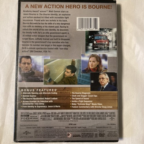 BRAND NEW The Bourne Identity (DVD, 2002) Matt Damon PG-13 Movie Action