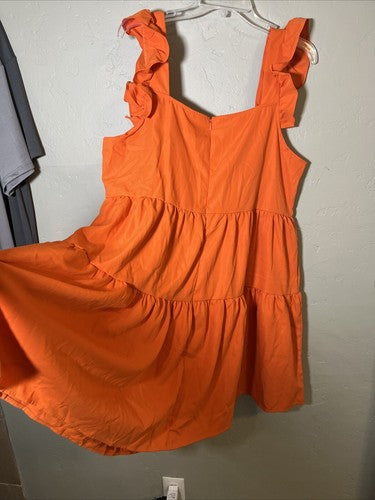 SHEIN Curve 3XL Orange Mini Dress NWT Summer Sleeveless Plus Size Vcay