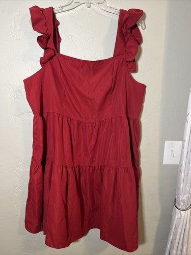 SHEIN Curve Plus Women's 3X 3XL  Sleeveless Red Dress Mini Flowy Ruffle