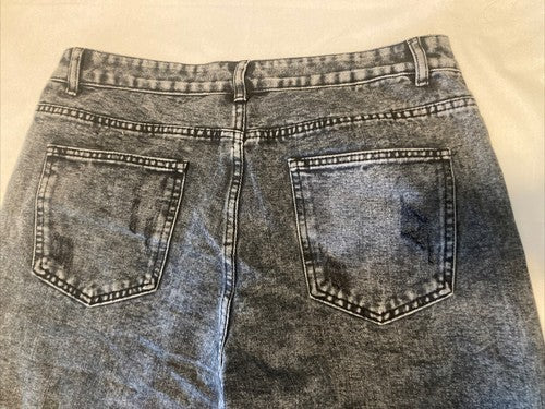 Shein XL Men Women Teen Distressed High Rise Baggy Style Jeans Black Acid Look