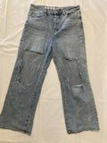 Extra Wide Leg Jeans Women Size 15/32  Song Street Jean Hole Knees Ripped Baggy