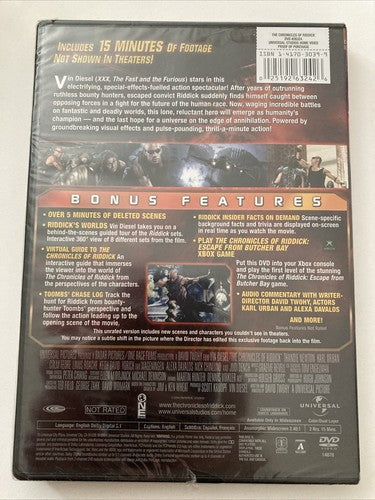 BRAND NEW DVD The Chronicles of Riddick Unrated Director's Cut Vin Diesel Movie