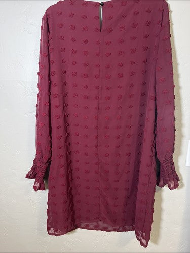 Emery Rose XXL Dress Plus Burgundy Maroon Raised Poof Polka Dot Mini Dress