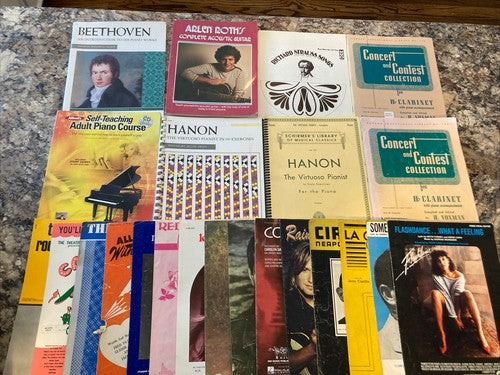 Lot Of 23 Vintage Sheet Music & Books Organ Piano Keyboard Guitar Collectible