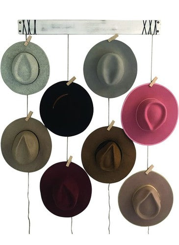NEW 36â X 3 1/2â Hanging Wood & Rope Hat Rack Card Photo Caps Decor Display Clip