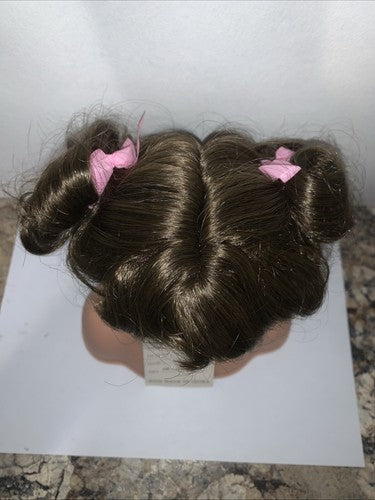 NEW Dollspart Doll Wig Two Ponytails Full Bangs Size 12 Light Brown Synthetic