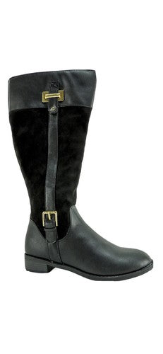 Karen Scott Women's Size 7.5 M Deliee Riding Boots Black Leather Suede Fashion