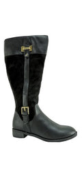 Karen Scott Women's Size 7.5 M Deliee Riding Boots Black Leather Suede Fashion