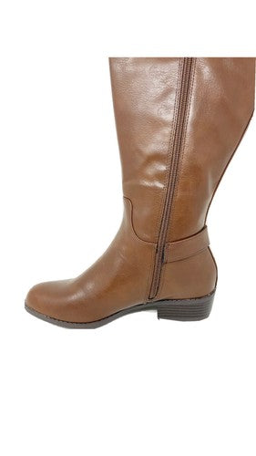 NIB Alfani Kallummp Womenâs Sz 6 M Cognac Brown Knee High Riding Boots Wide Calf
