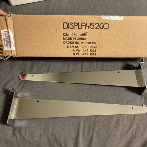 12â Metal Slatewall Knife Shelf Brackets Pair/2 Chrome Retail Shelving Display
