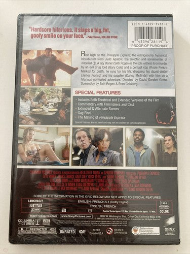 BRAND NEW Pineapple Express DVD 2008 Unrated Edition Seth Rogan James Franco