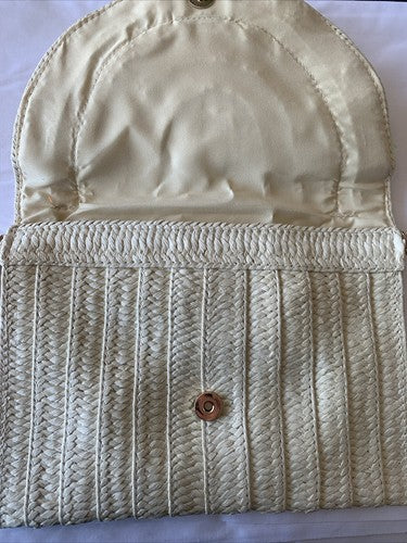 Straw Clutch Handbag Summer Beach Straw Purse Women Woven Envelope Bag Beige