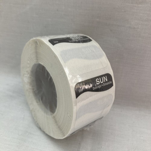 NEW DayMark Day of The Week 1" x 1" Dissolvable Label SUNDAY Roll of 500 Sticker