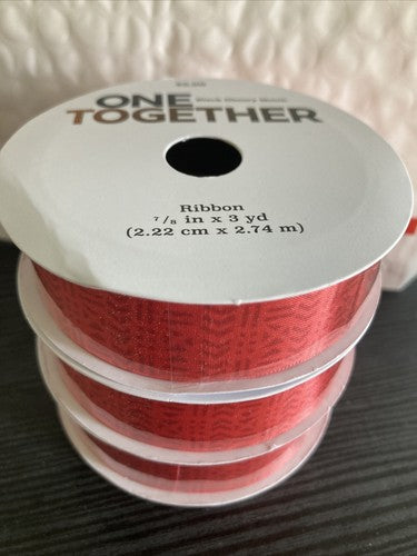 QTY:3 Ribbon 7/8â 3 Yard Black History Month One Together Craft Coral Pink Craft
