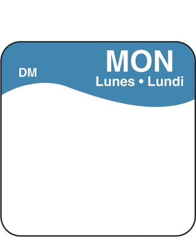 NEW DayMark Day of The Week 1"x 1" Dissolvable Label MONDAY Roll of 500 Stickers