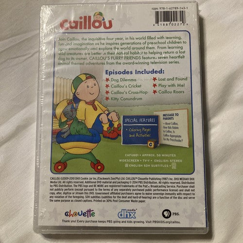 BRAND NEW Caillou: Caillous Furry Friends (DVD) Cartoon Kids Educational