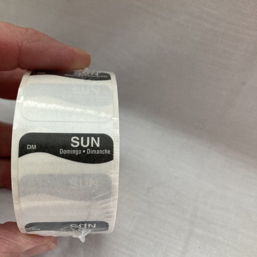 NEW DayMark Day of The Week 1" x 1" Dissolvable Label SUNDAY Roll of 500 Sticker