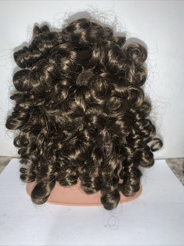 NEW Dollspart Doll Wig Braid Curly Size 12 Light Brown Bangs Ringlets 01026
