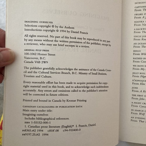 BOOK: IMAGINING OURSELVES CLASSICS OF CANADIAN NON-FICTION 1994 Daniel Francis